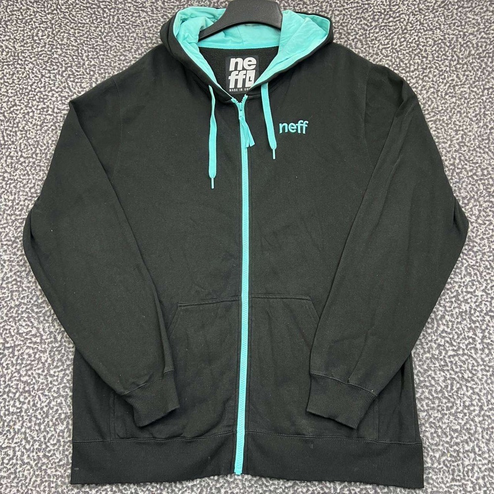Neff Hoodie Men Large Black Fleece Full Zip Long Sleeve Pocket‎ Outdoor L